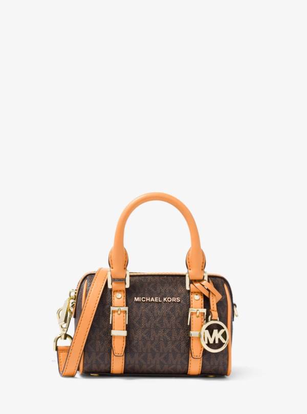Damske Spojková Taška Michael Kors Bedford Legacy Extra-Small Logo Duffle Hnede Žlté - Kabelky Michael Kors Sleva | SPKWM-8390